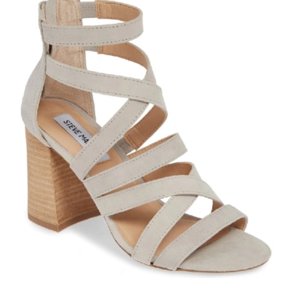 Steve Madden July Light Gray Suede Cage Sandals Size 5.5M